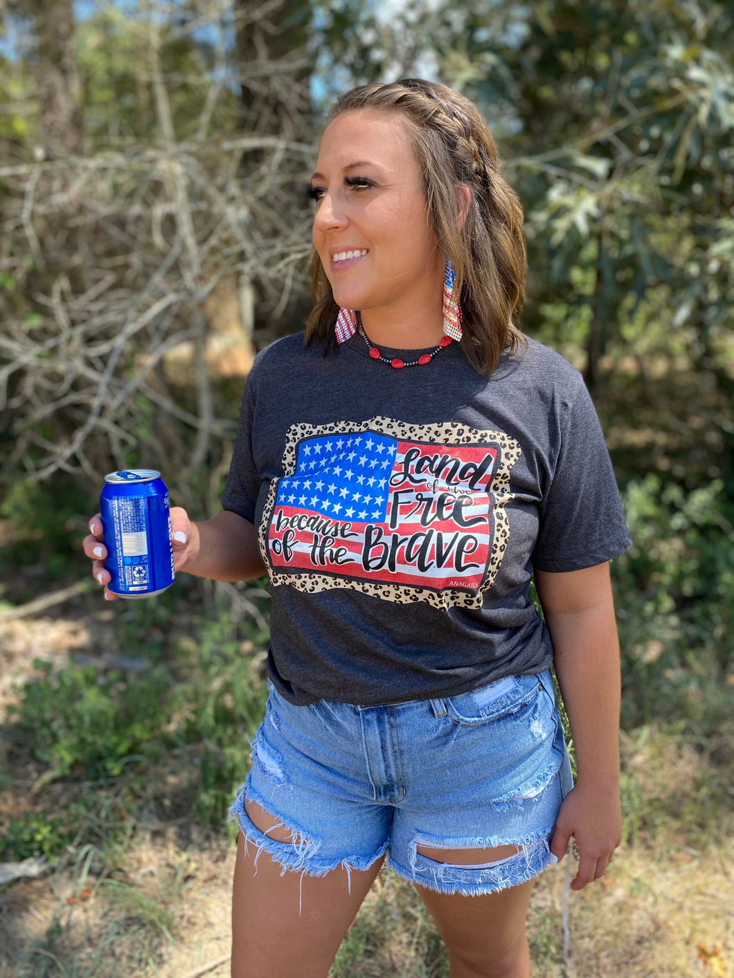 Land of The Free Because of The Brave Curvy Girl T-Shirt