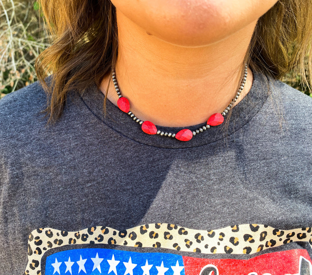 “Red Storm” Red Stone Choker Necklace